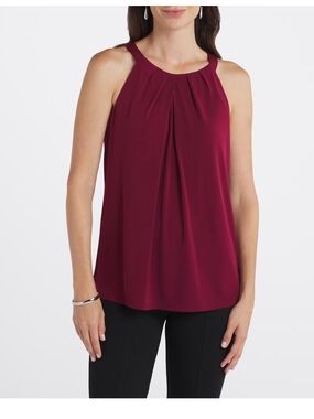 Pleated Halter Camisole in Burgundy